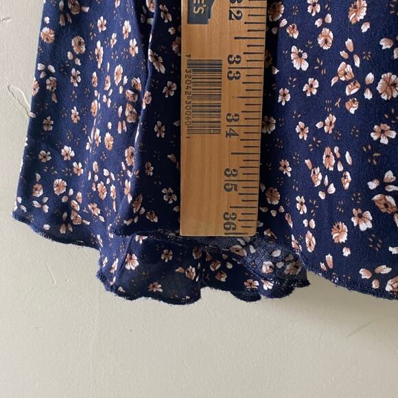 Navy Blue Floral Yellowberry Knee Length Flowy Modest Summer Dress- Size Small - Picture 6 of 7